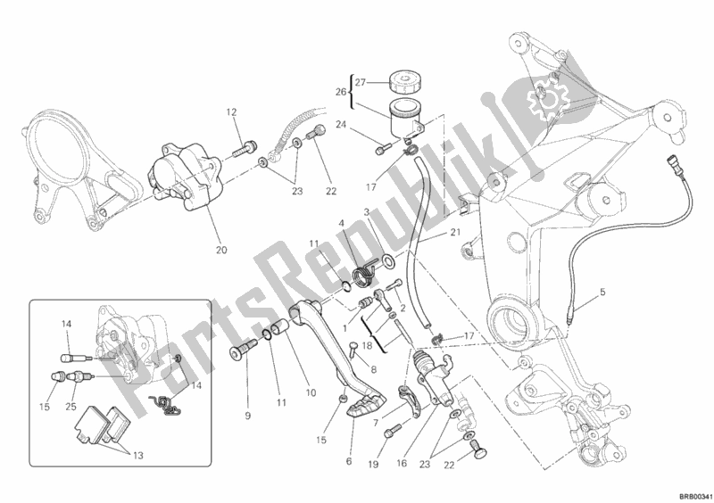 Tutte le parti per il Impianto Frenante Posteriore del Ducati Multistrada 1200 ABS USA 2011